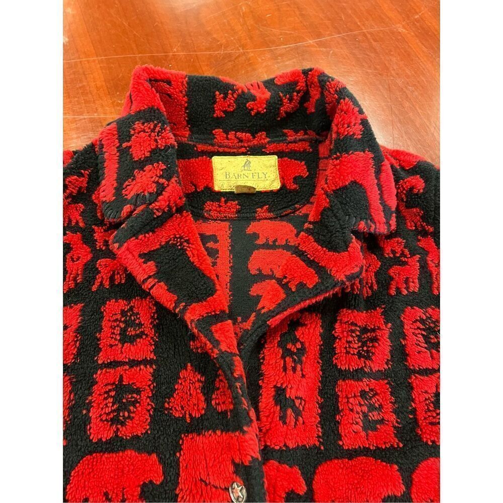 Barn Fly Red & Black Bear Pattern Button Up Sweater Vest sz L EUC - Picture 4 of 7
